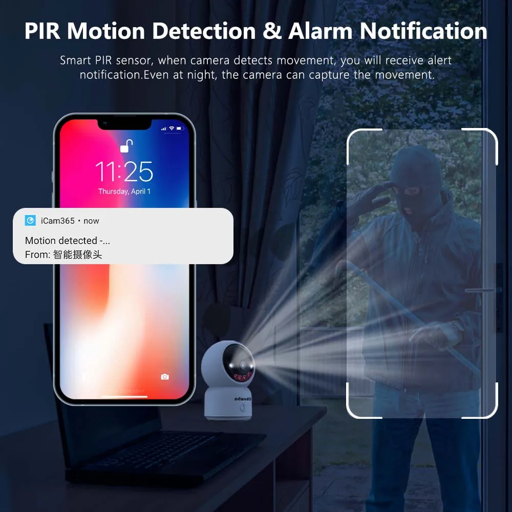 ONVIF Indoor WiFi IP camera 3MP 2.4/5G WiFi Home Security Wireless Surveillance Camera Human Detection Color Night Vision Camera