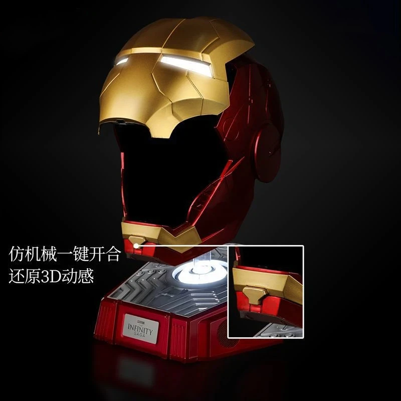 Marvel Iron Man Casco Controllo vocale Mk5 Maschera Apertura e chiusura automatica Copricapo luminoso Modello braccio Cosplay Prop Regalo