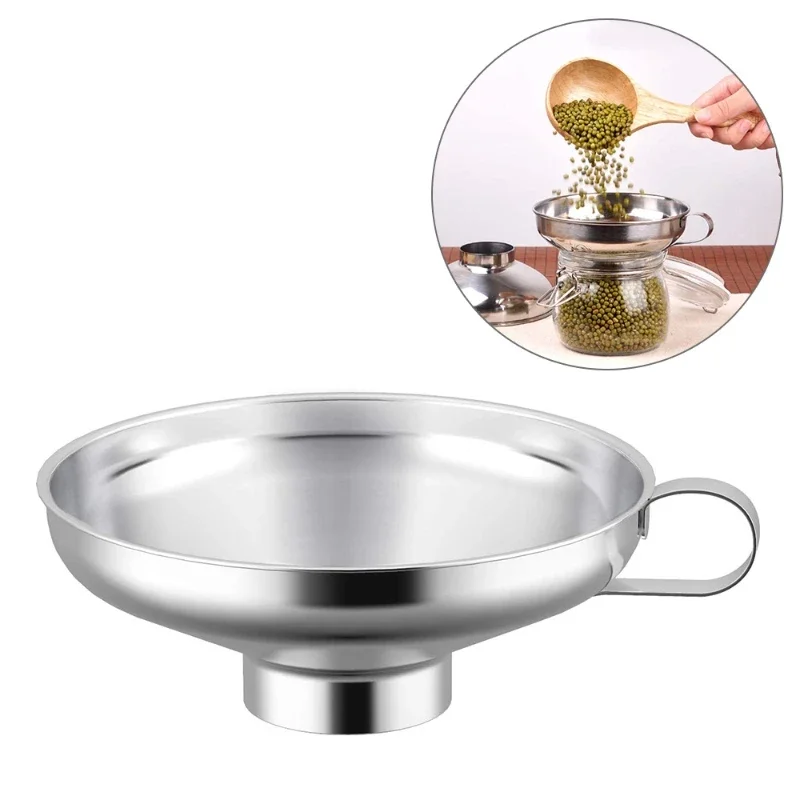 

Wide Mouth Liquid Funne For Jars Stainless Steel Canning Funnels Flask Filter For Oil Wine Water Spices Kitchen Tools Gadgets