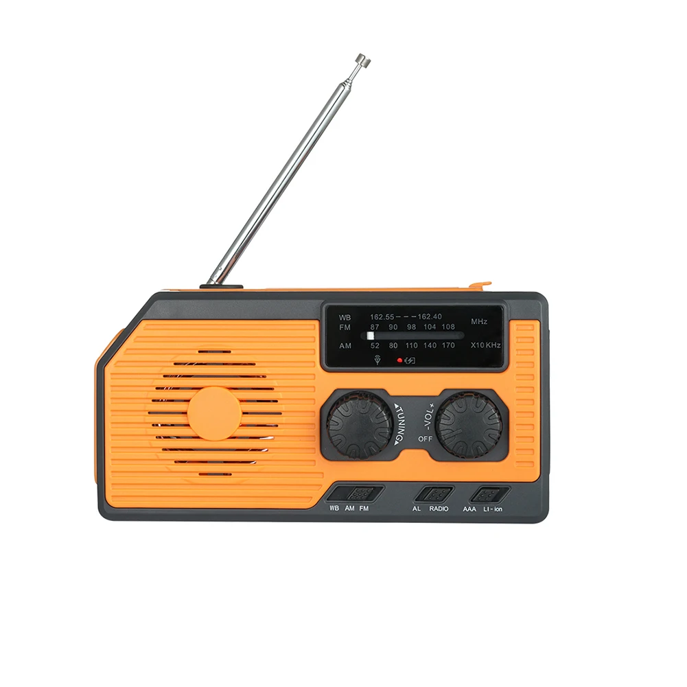 Solar Power Hand Crank Radio AM/FM/WB NOAA Weather LED Flashlight for Outdoor Camping Hiking Portable Multifunctional Radio