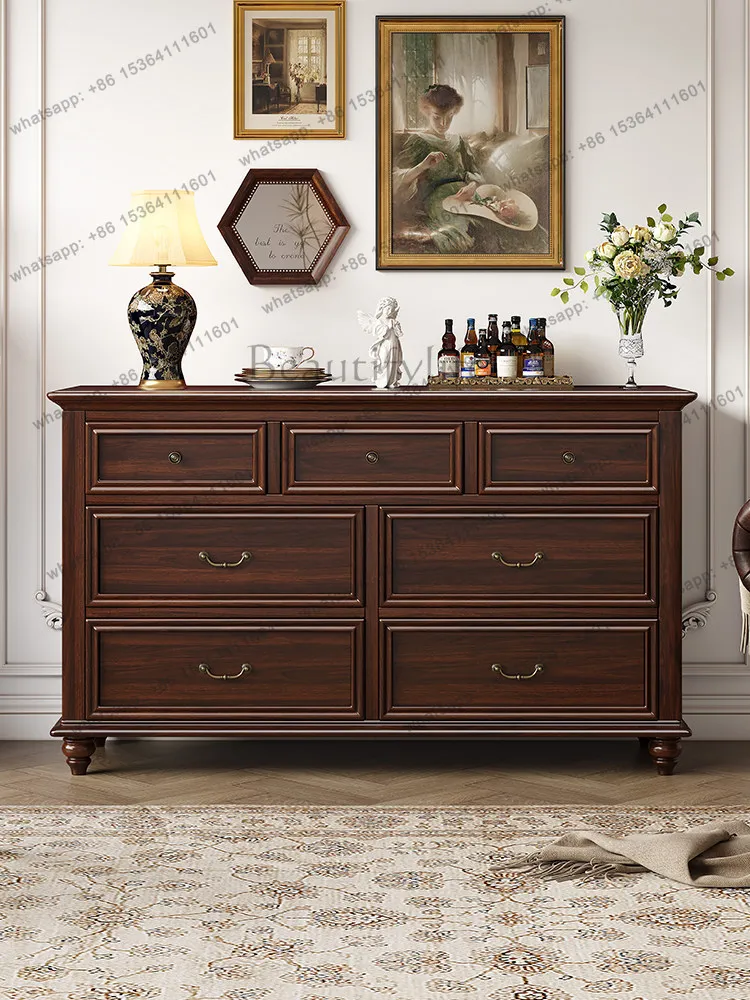 

American all-solid wood chest retro rural wall storage simple cabinet