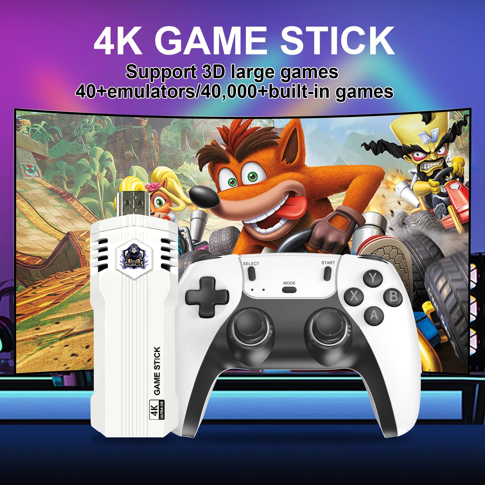 Controle de PC Stick X2L Quad-core S905L HDMI 4K Saída 64G/128G 30000+ Jogos Controles de jogos portáteis para família