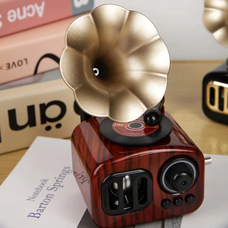 Retro Ornament, Hand-crank Phonograph, Music Box, Desktop Home Living Room Creative Decoration Music Box Gift