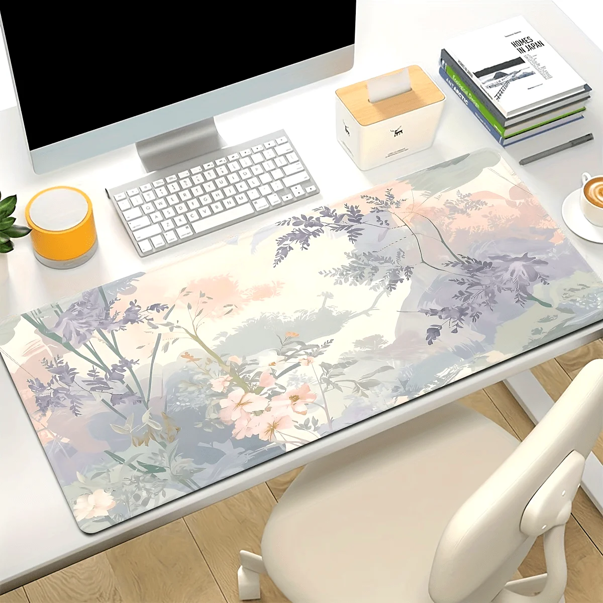 

Oversized Floral Game Mouse Pad, Non-slip Rubber Table Pads,pastel Watercolor Design,perfect for Office Home Work Space Settings