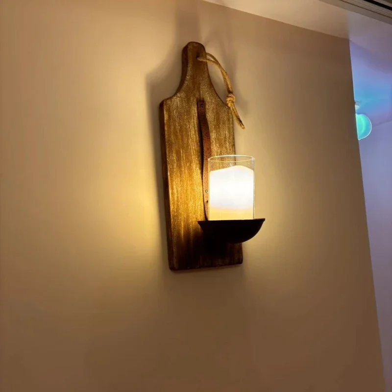 American Retro Wall Lamp Candlestick Bedroom Bedside Lamp Bar Cafe Wall Decoration Model Room Designer Candle Holders