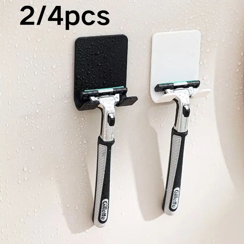 2/4PCS Adhesive Razor Holder Wall Mounted Bathroom For Shower Hook Rack Gillette Shaver Holder Plastic Hook Holder Razor Rack