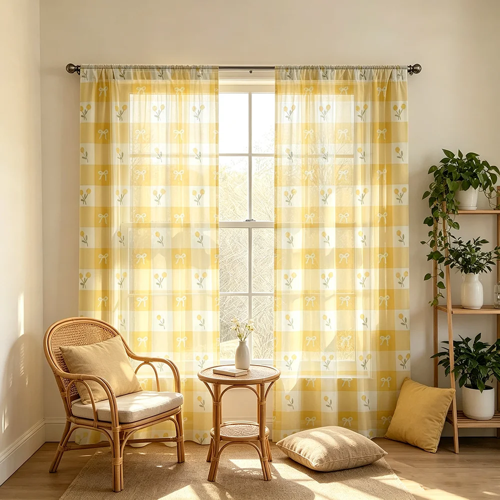 2PCS Digital Print Sheer Curta - огляд і ціна Home Office Rate