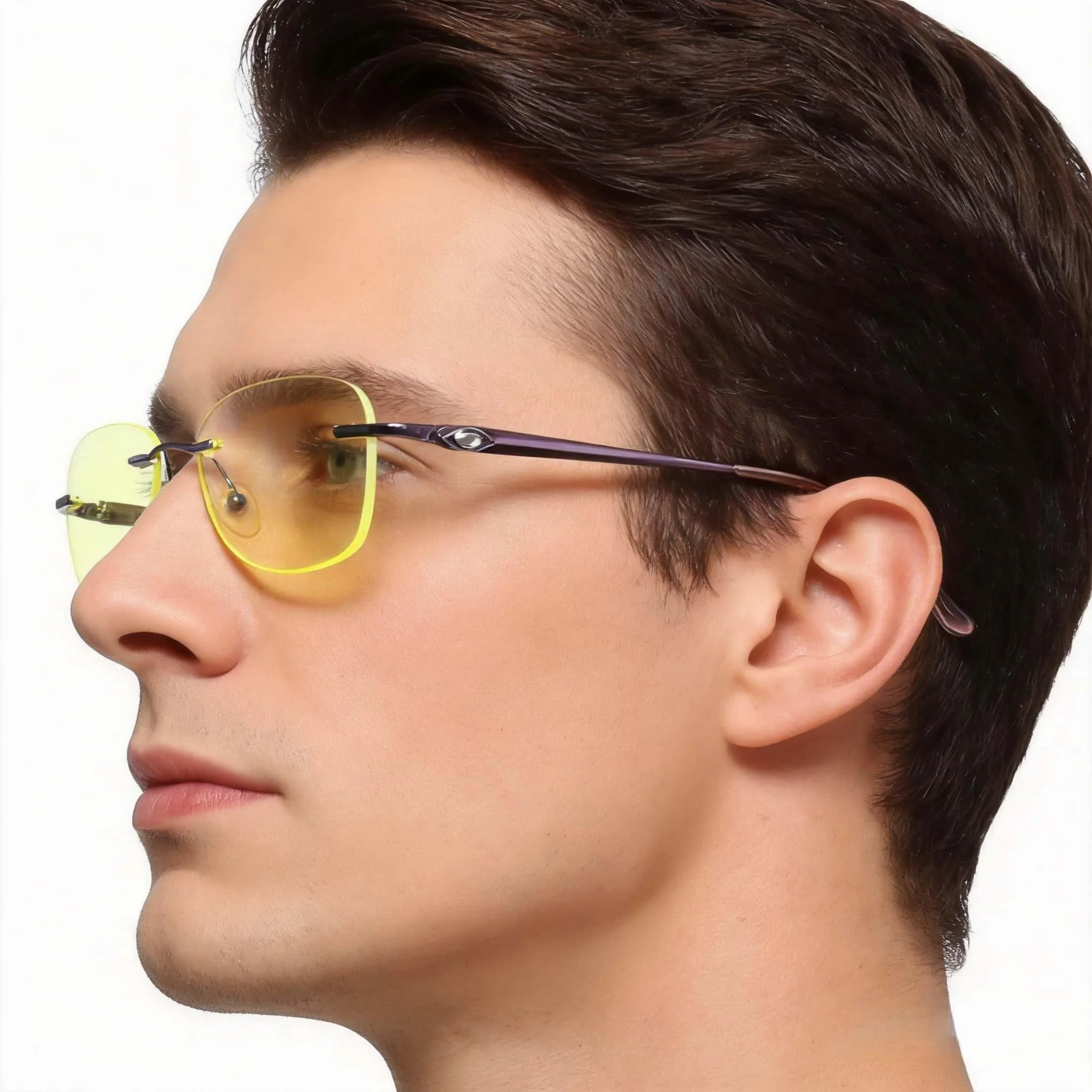 リムレス老眼鏡-男女兼用-ダイヤモンド装飾-ブルーライトカット-イエローレンズ-エレガント-レディース-アイウェア-老眼鏡