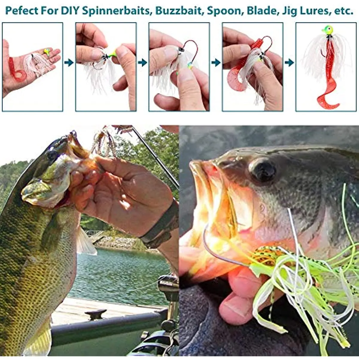 24/48/60Pcs Spinnerbait Skirts Jig Bait Bass lure Silicone Skirts DIY Spinner Bait Buzzbaits Jig Fishing lure Accessories