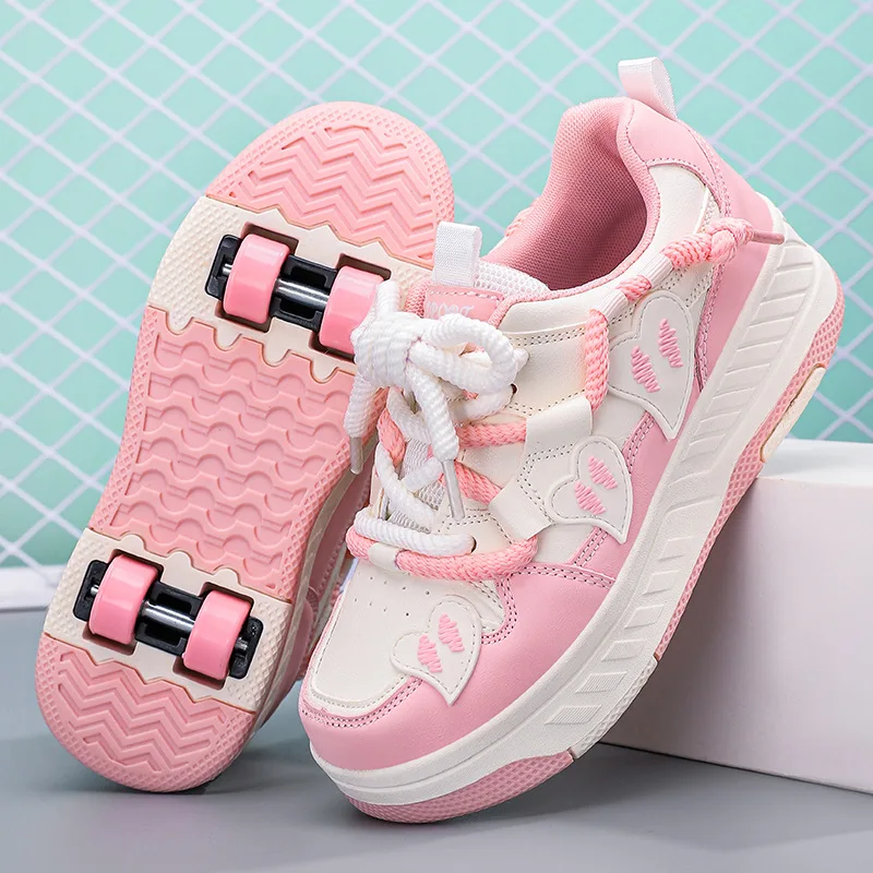 

New Style Boys and Girls Sneakers Kids Four Wheels Roller Skate Shoes Children's Casual Sports Shoe Fashion