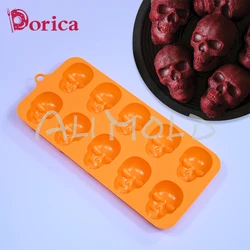 Dorica Skull Silicone Mold DIY Fondant Candy Chocolate Mould Ice Cube Making Model Halloween Cake Decoration Tool Kitchen Baking
