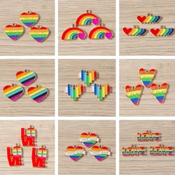10pcs New Colorful Enamel Love Heart Charms Pendants for Jewelry Making Women Fashion Drop Earrings Necklaces DIY Craft Supplies