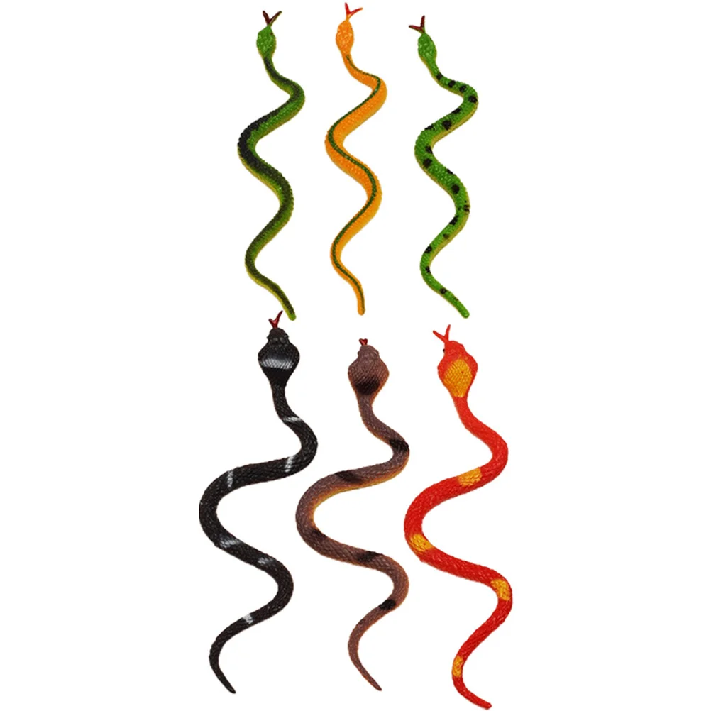 

6 Pcs Fake Snake Props Simulation Animal Figures Plastic Snakes Mini Figurine Small Decoration