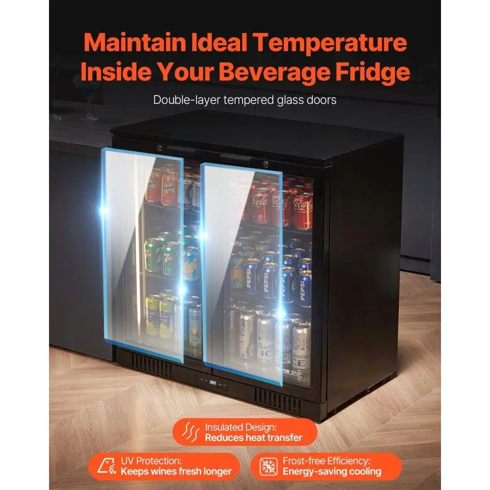 Commercial Beverage Refrigerator Display Fridge 246 Can Capacity Glass Door Design