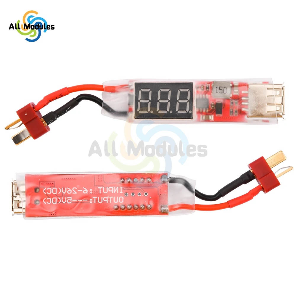 2S-6S LiPo Lithium Battery XT60 Plug to USB Charging Converter Connector Phone Charger Adapter Module 5V