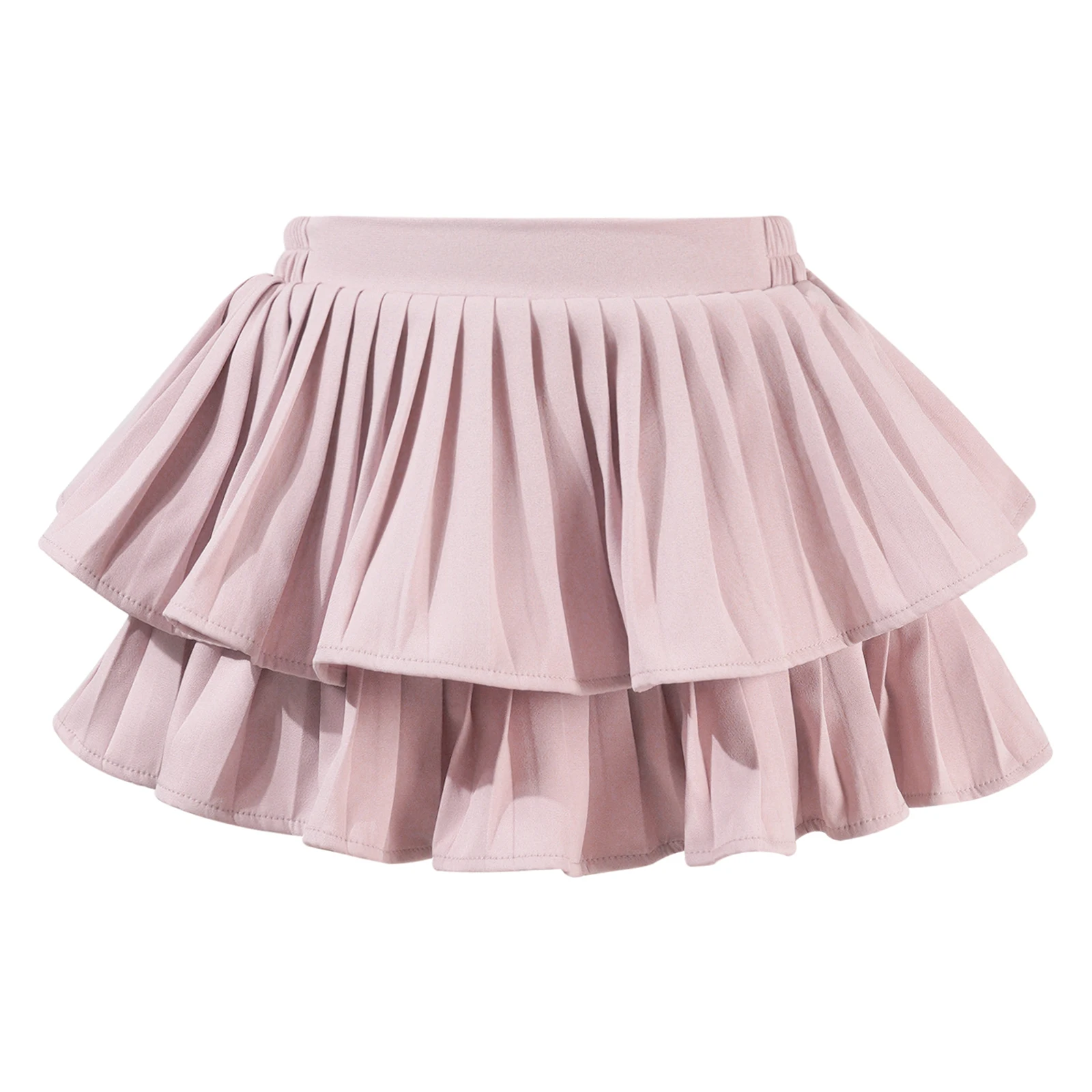 

Kids Girls Tiered Pleated Skorts Skirt Summer Casual Solid Color Built-in Shorts Skirts for Sports Tennis Golf Badminton Workout