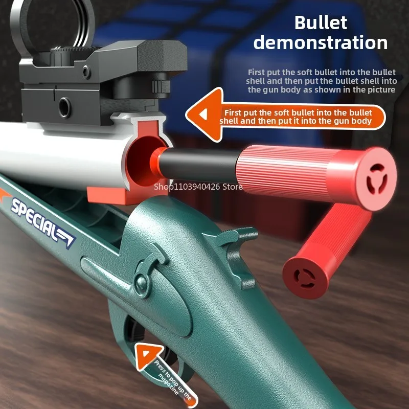 S686 Throwing Shell Shotgun Toy Gun Soft Bullet Airsoft Launcher Outdoor Sports CS Game Pistola Shooter Fun Toy for Boys Gift view 4