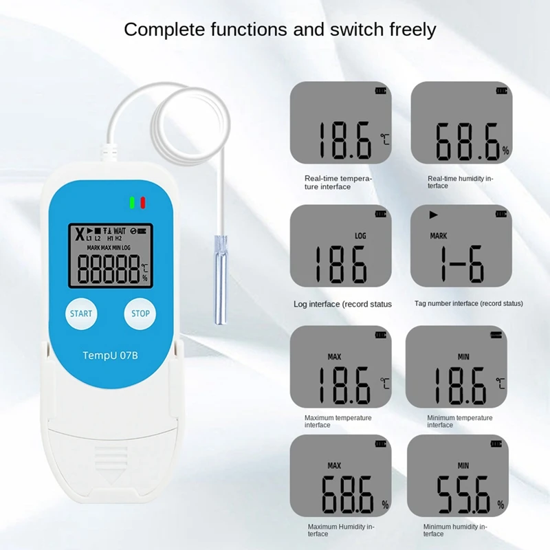 Tempu 07B Temperature/Humidity Recorder Digital USB Data Logger Thermometer Hygrometer For Refrigerator Storage