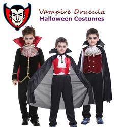 Vampire Dracula Cosplay Dress Up Costumes For 5-10 year old Boy Halloween Vampire Cape Kids Role Play Carnival Party Clothes