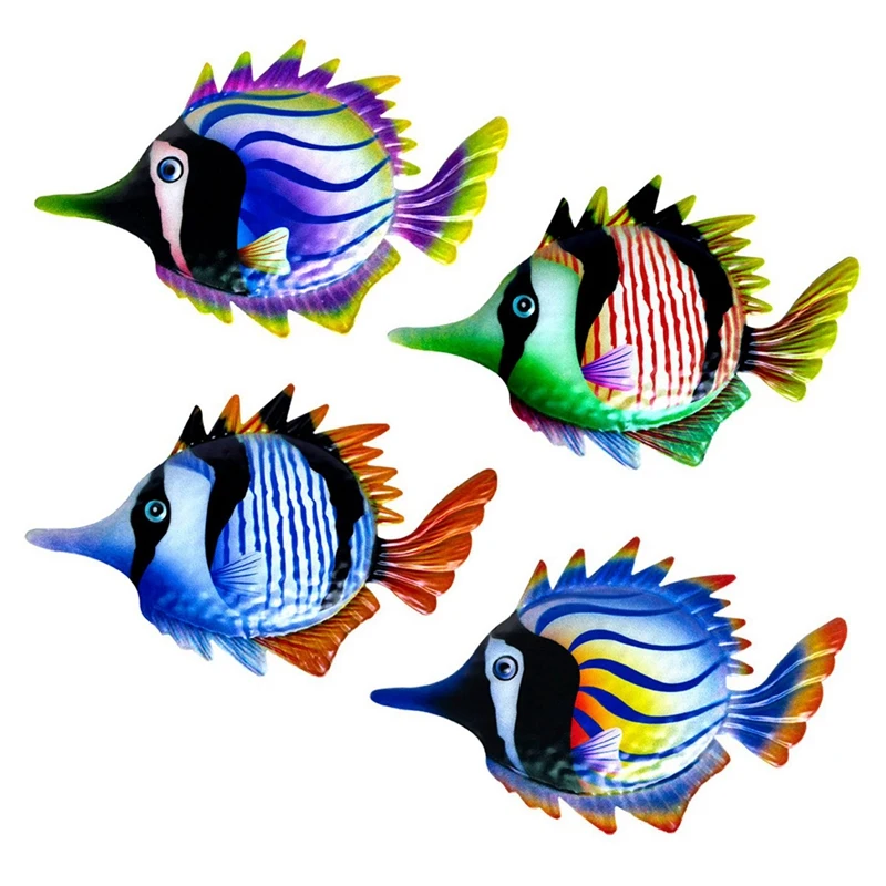 

8Pcs Metal Fish Garden Crafts Wall Decor Iron Art Office Porch Bedroom Balcony Hanging Ornaments Indoor Outdoor Decor