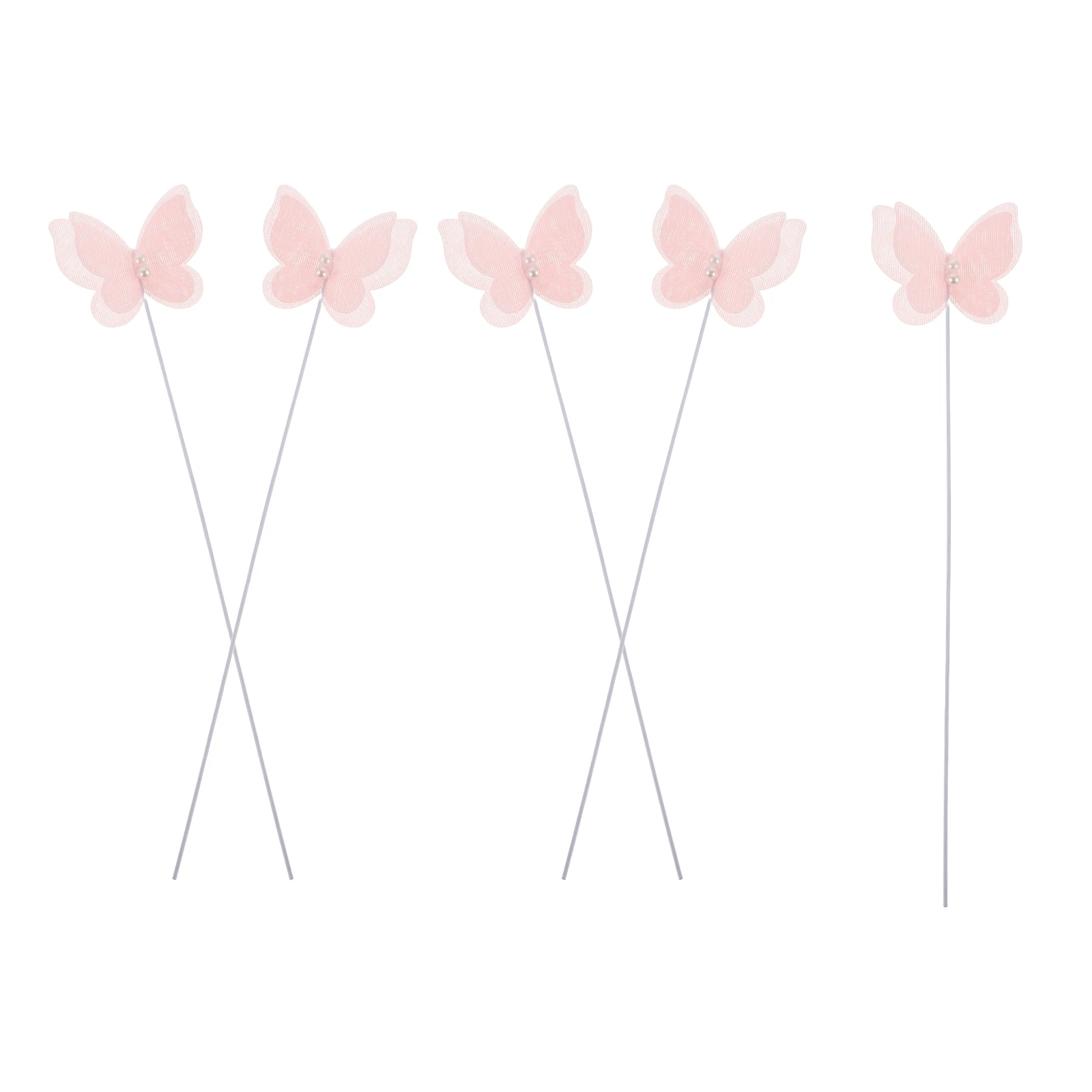 

15Pcs Butterfly Cake Toppers Pink Iron Wire Mesh Yarn Romantic Decorative Enhancements Girls Women Weddings Cupcake Decorations