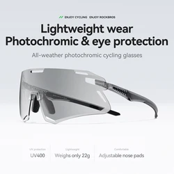 ROCKBROS Photochromic Cycling Glasses Bike Bicycle Glasses Sports Men's Sunglasses MTB Road Cycling Eyewear Protection Goggles