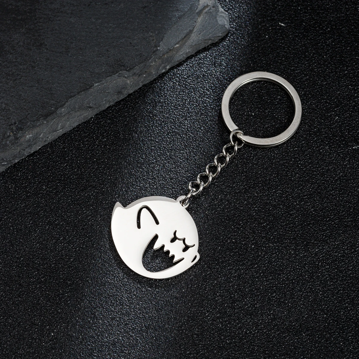 Shuangshuo 1pc Halloween Keychain for Women Valentines Day Cute Spooky Ghost Boo Stainless Steel Keyrings Christmas Gifts