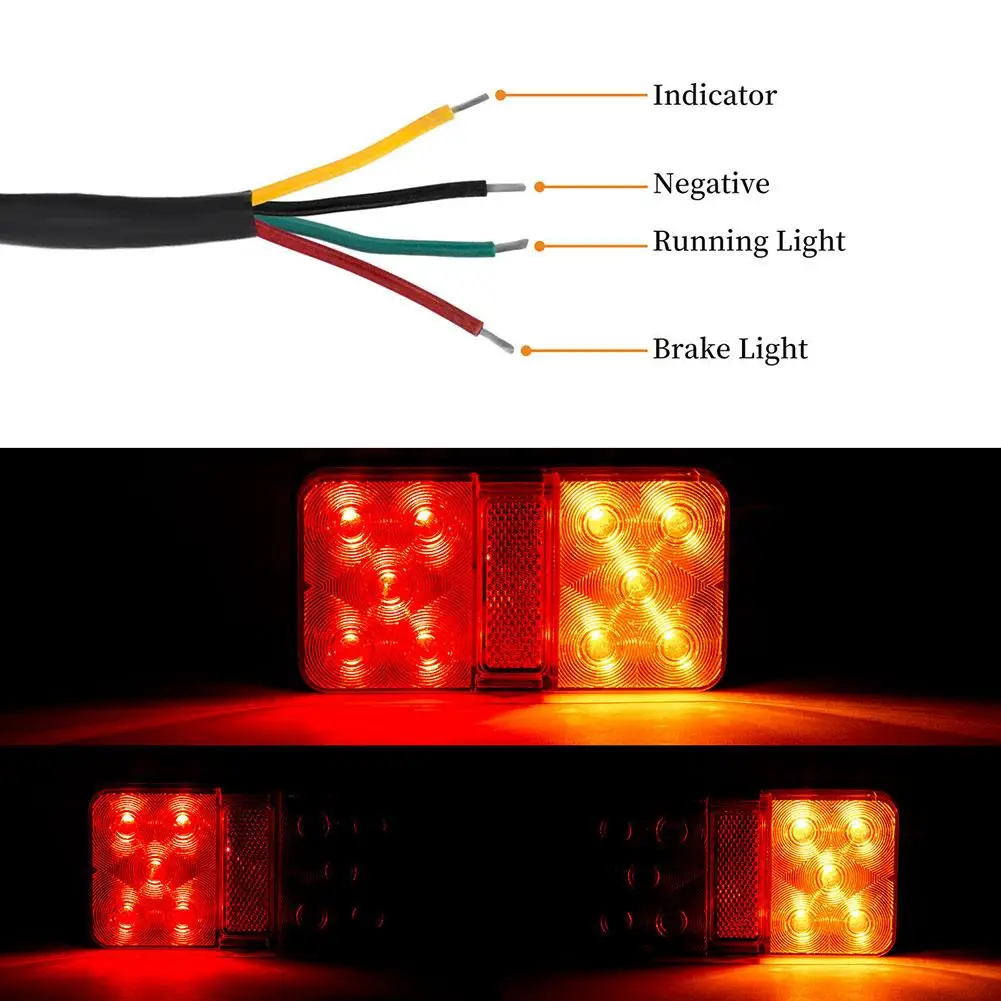 유니버설 2Pcs 12V 12-80v 10 LED 테일 라이트 미등 회전 신호 표시기 중지 램프 자동차 트럭 트레일러에 대 한 후면 브레이크 라이트