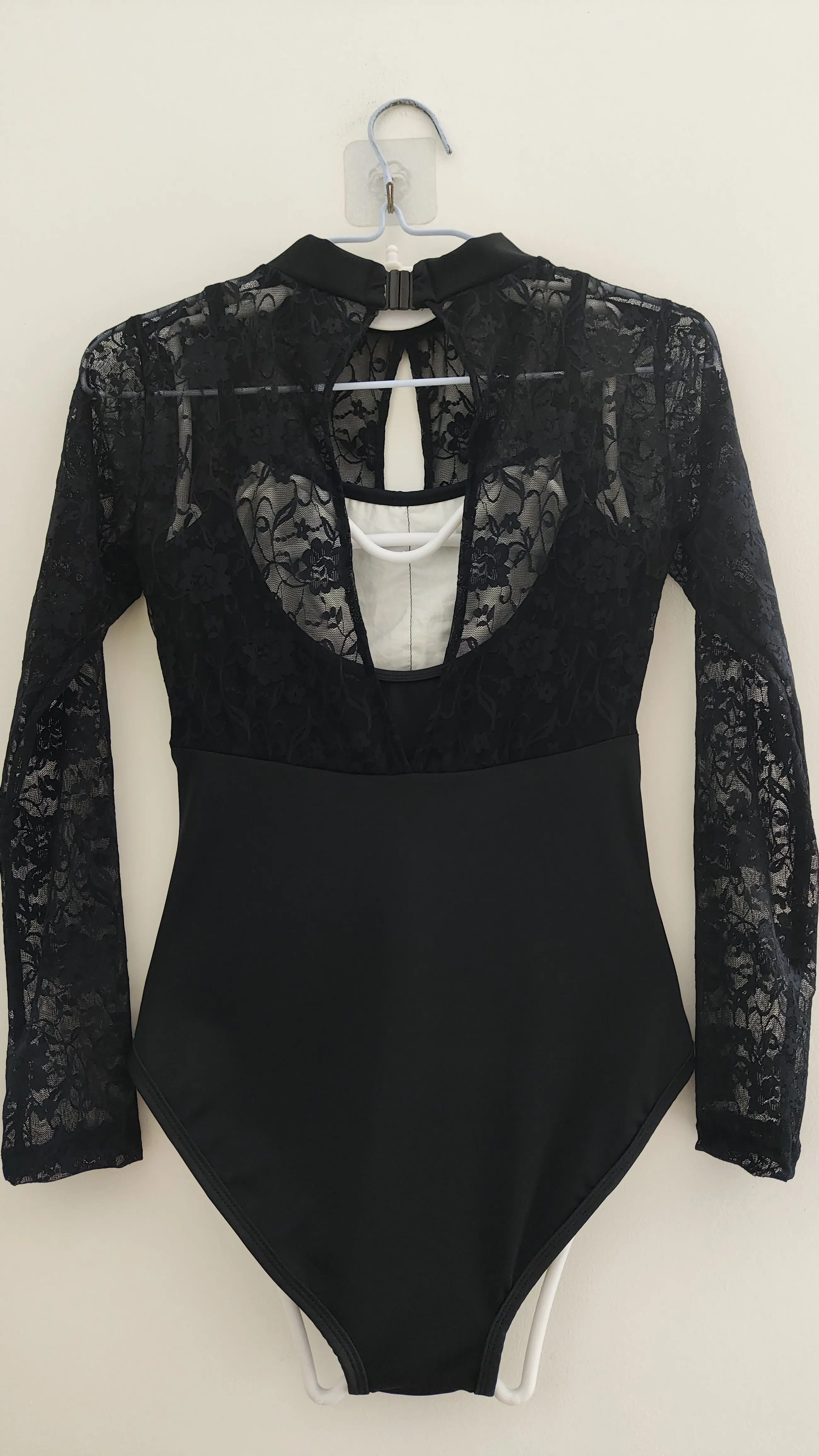 Women's High Neck Dance Leotard  Spandex Long Sleeve Ballet Gymnastics Leotards Girls Turtleneck Black Leotard With Durable Lace