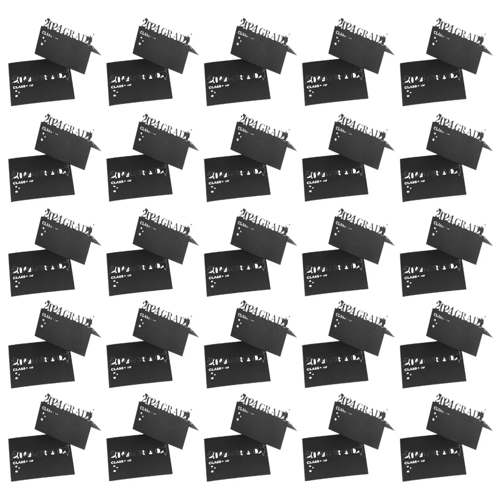 

100 pcs Black Paper 3D Place Cards for Table Setting Graduation Party Seat Name Cards Practical Lightweight Class of 2024