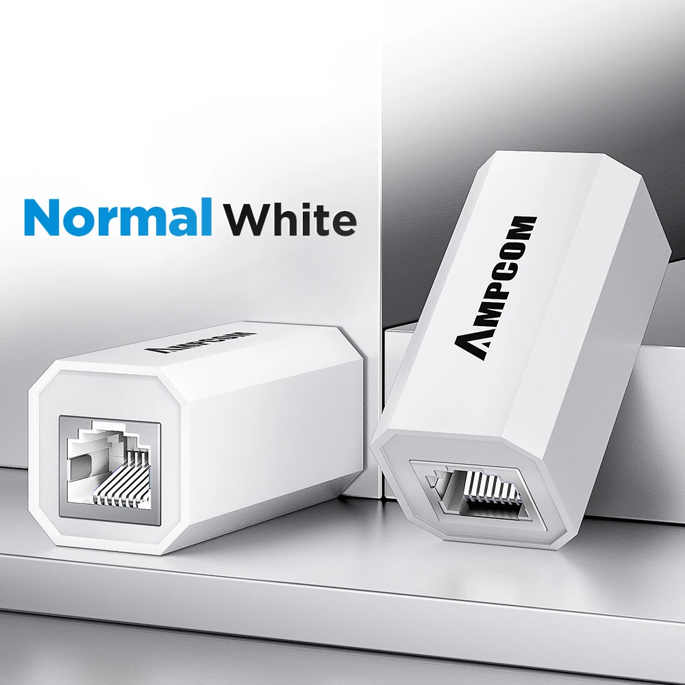 AMPCOM RJ45-koppeling Bliksembeveiliging Ethernet-kabelverlenger Adapter LAN-connector Vrouw naar vrouw voor Cat7 Cat6 Cat5e