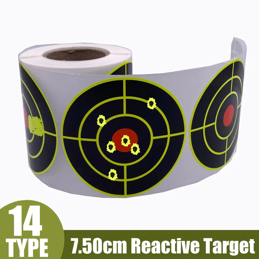 100/200Pcs Per Roll 7.50cm Self-Adhesive Splatter Splash Amp Reactive(Colors Impact) Shooting Sticker Targets(Bulls-eyes)