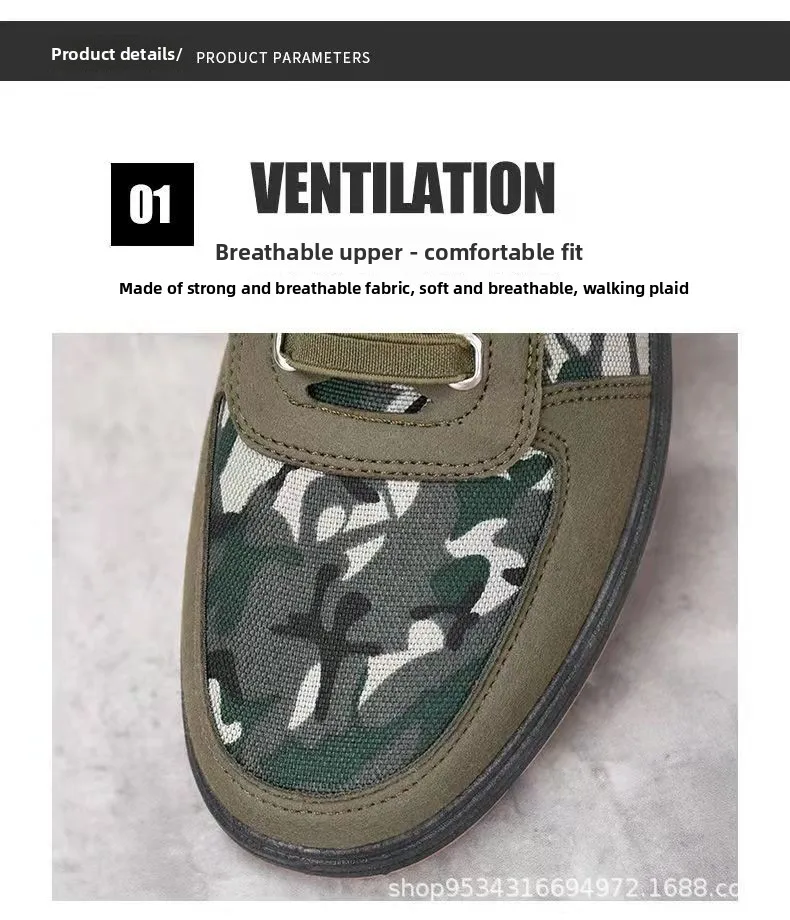 Herren-Slip-On-Freizeitschuhe aus Canvas mit Camouflage-Muster, atmungsaktive Low-Top-Walking-Sneaker mit elastischen Schnürsenkeln, bequeme Outdoor-Flachschuhe – Detail 3