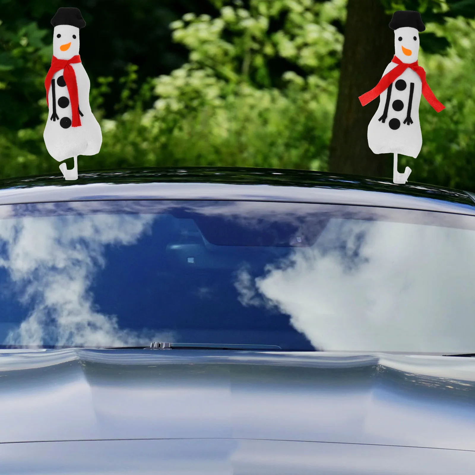 2 قطعة عيد الميلاد سيارة ثلج ديكور مقاومة للاهتراء سهلة التركيب عيد الميلاد زينة السيارة عطلة التبعي #3