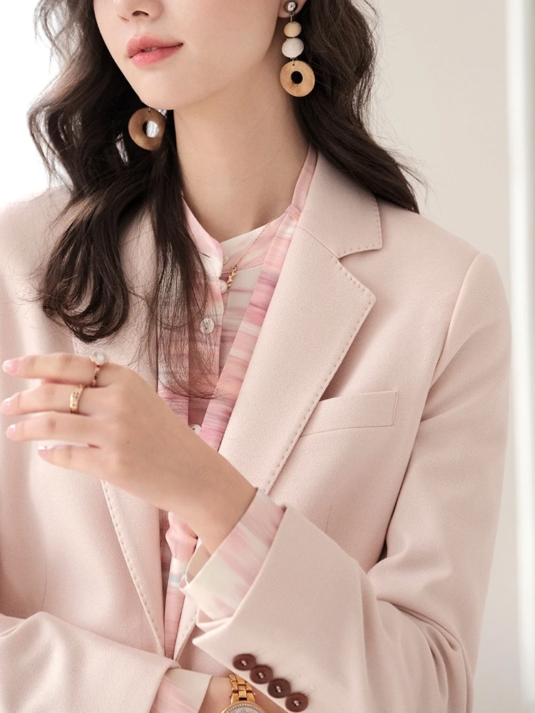 

OffiY Advanced Wool Series Busin Suit Sakura Pink Profional Slim Fit Woolen Commute Career Women's Suit Commuter Busin