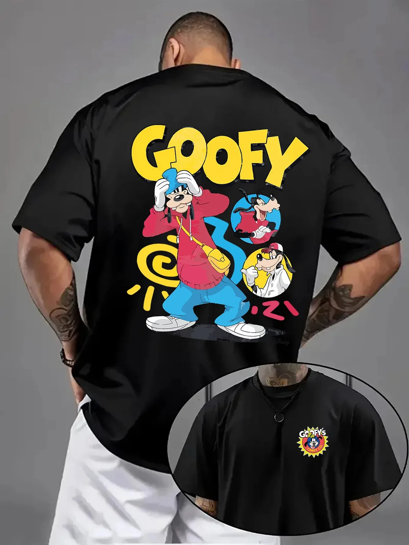 

Футболка с рисунком Дисней Гуфи, стильная одежда больших размеров, одежда на все времена года, новая модель, высококачественная классическая футболка унисекс для пар