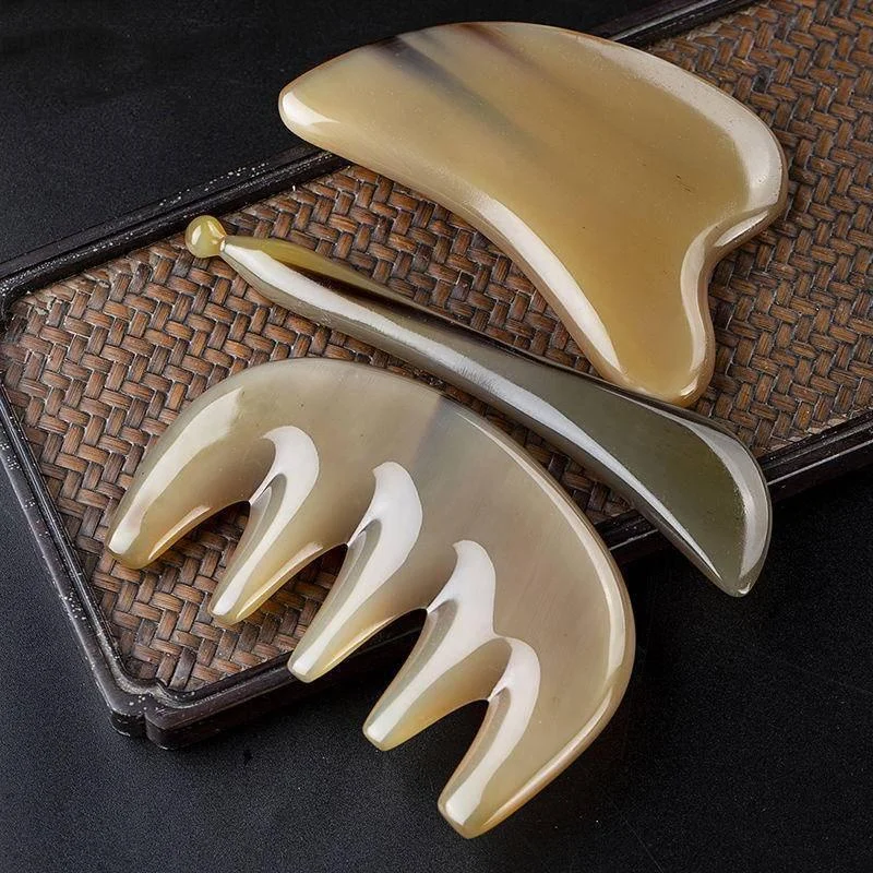 Natural Ox Horn Gua Sha Board Comb Scraper Physical Therapy Face Lift Neck Shoulder Body Scraping Massage Spa Beauty Tools