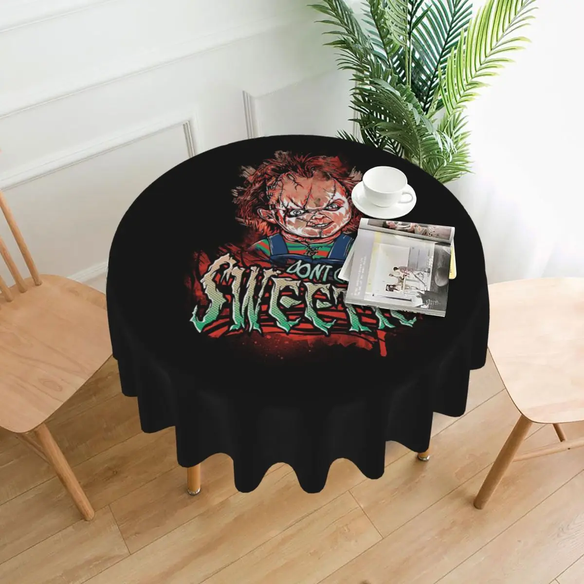 

Good Guys Child's Play Chucky - Killer Doll Waterproof Round Tablecloth Oilproof Table Cloth for Kitchen Dining Table Cover