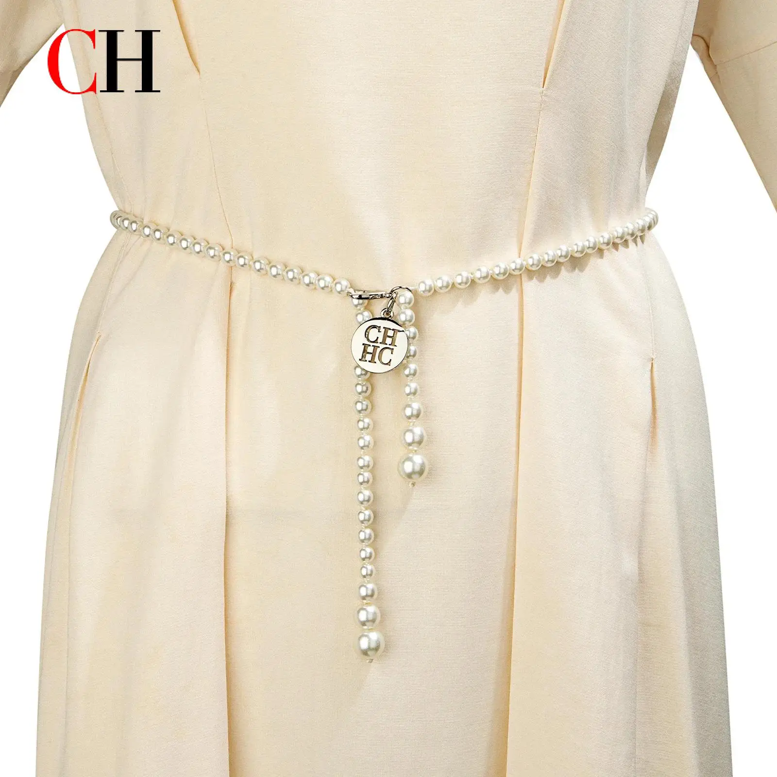 

CH Letter Fringe Pearl Belt Long Banquet Accessory Fashion Party Statement Light Luxury Elegant Gift Box Set Box Set Box Set Box