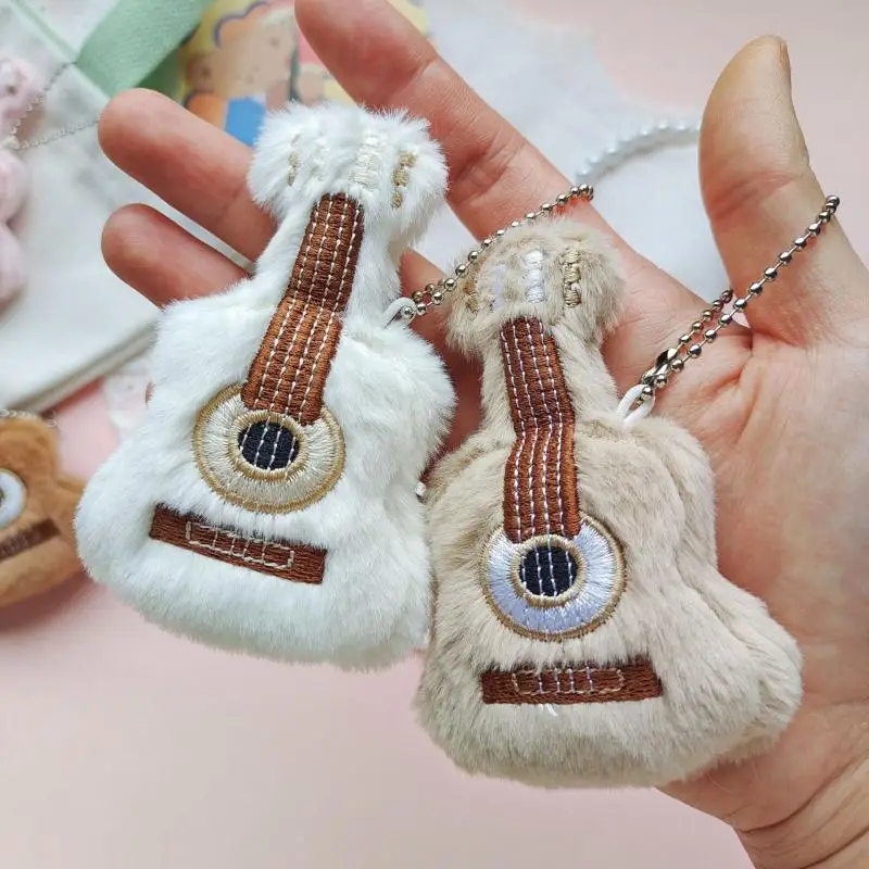 

Cute Guitar Doll Pendant Keychain Soft Plush Musical Instruments Ornaments Backpack Pendant Chains Accessories Gift