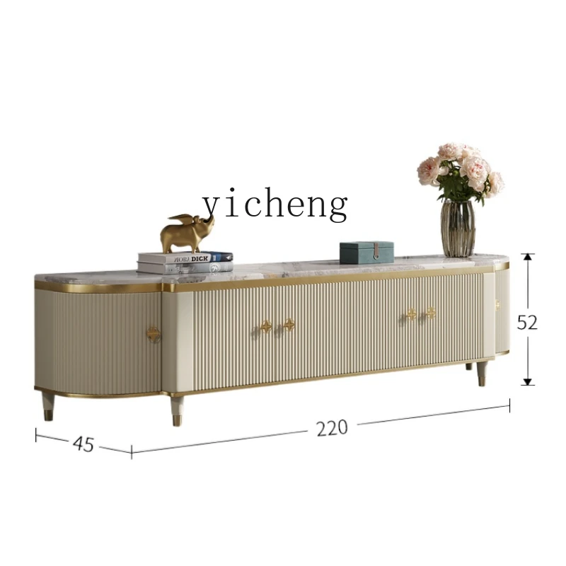 

ZC TV Cabinet and Tea Table Combination Modern High-End Living Room Bedroom Marble Floor Cabinet