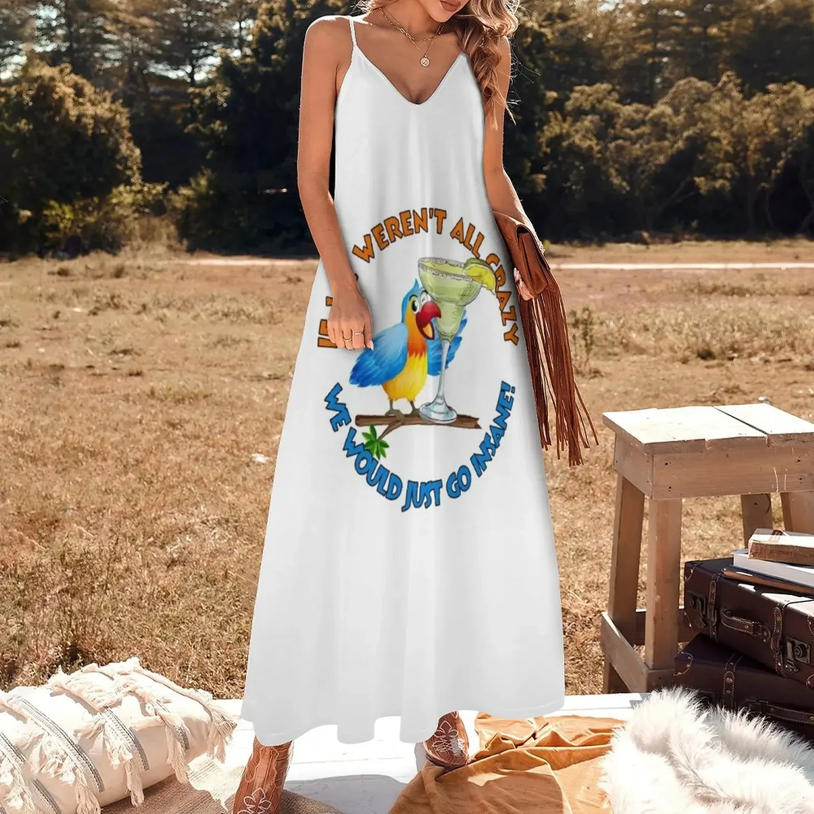 Crazy, Insane Parrot Sleeveless Dress evening dress woman dresses for women Dress