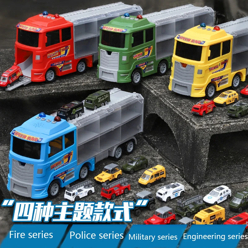 New Transport Car Container Carrier Big Truck Vehicles Toys With Mini Diecast Cars Model Toys For Children Boys Birthday Gifts