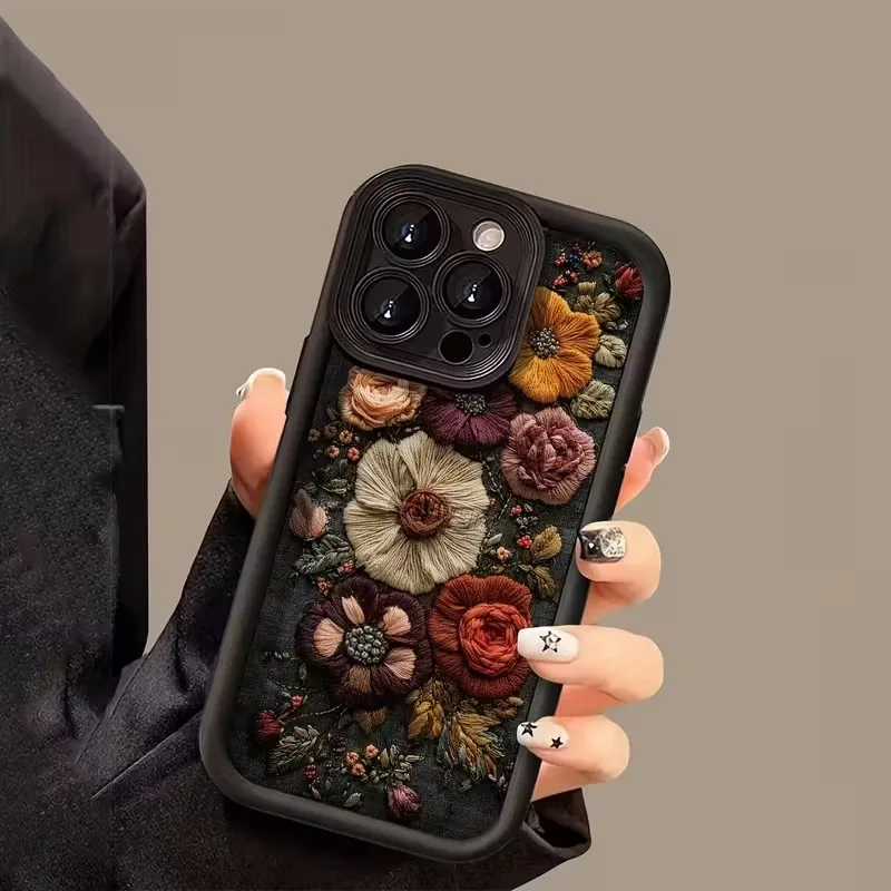 Full Screen Retro Flower Phone Case For Samsung Galaxy S25 S24 S23 S22 Ultra Plus S21 24 FE A55 A54 A53 A52 A35 A25 A15 A14 5G