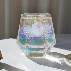 300ml Glass Colorful Hexagonal Transparent Water Glass Milk Juice Beverage Cup Foreign Wine Cup for Kitchen Home Glass Cups Mug