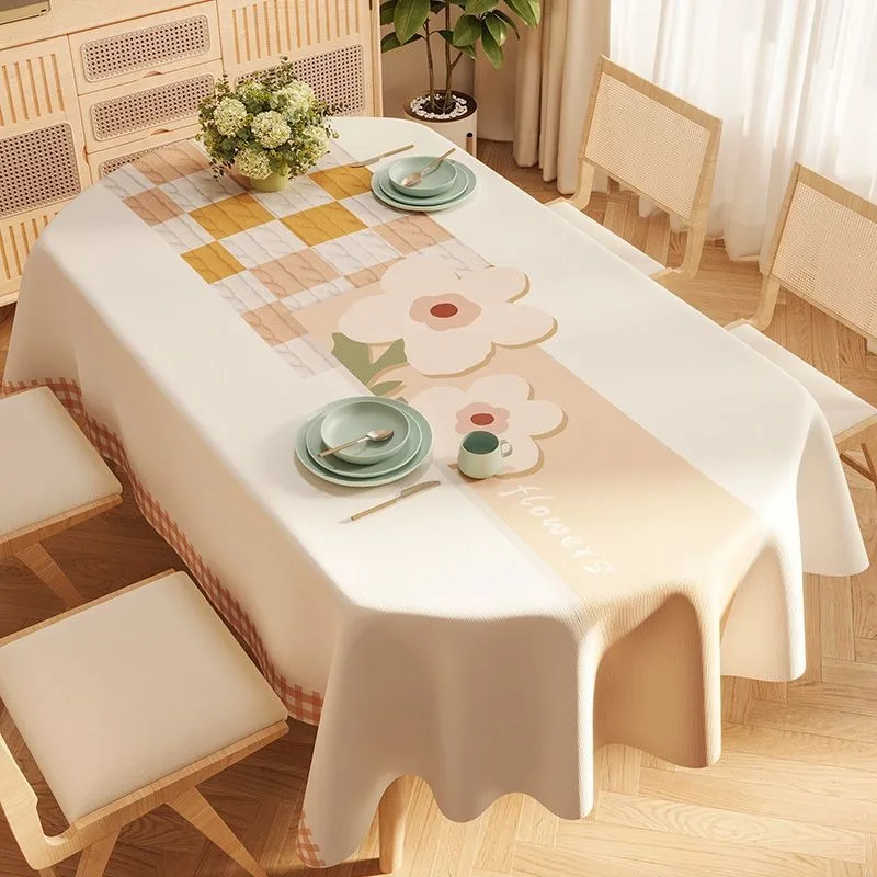 Tablecloth Oval PVC Tablecloth Waterproof, Oil-proof, Anti-scalding, No-wash Cloth, Coffee Table Cloth, Universal Tablecloth