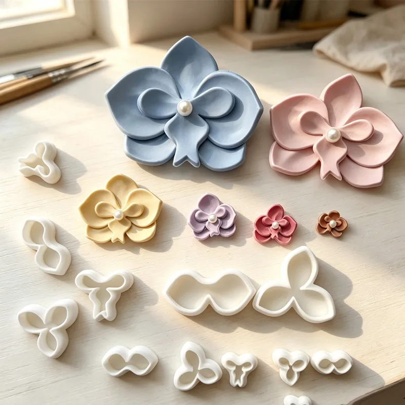 3PCS Moth Orchid Polymer Clay Cutters Orchid Petals Pottery Clay Earring Jewelry Cutting Molds Ceramics Making Tools