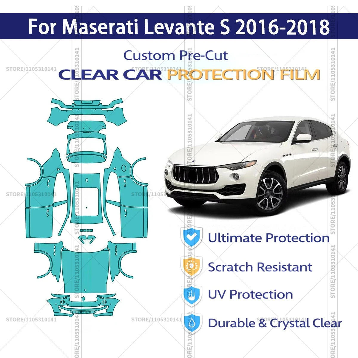 

Для Maserati Levante S 2016-2018: Предварительно вырезанная прозрачная защитная пленка PPF для автомобиля, профессиональная автомобильная пленка PPF для полной оклейки кузова