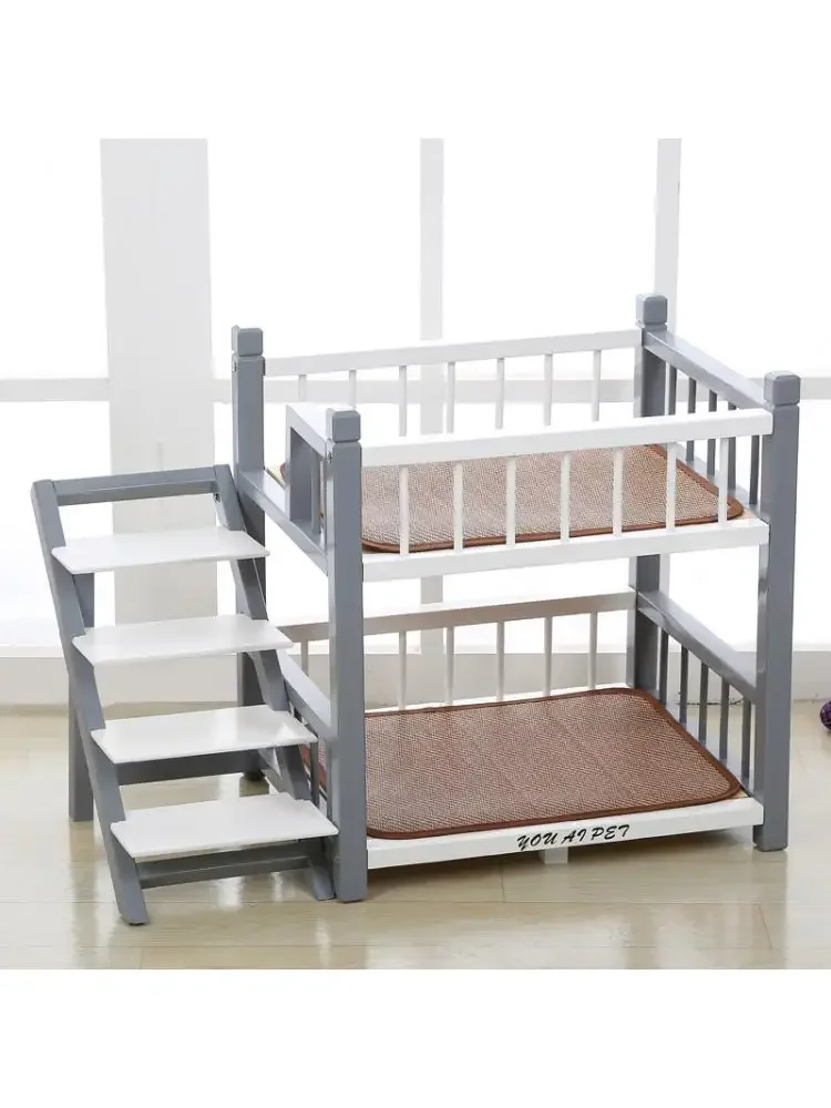 

Stylish Dog Wooden Bed, Pet Mattress, Cat Bunk Bedding, Solid Cage, The Kennel