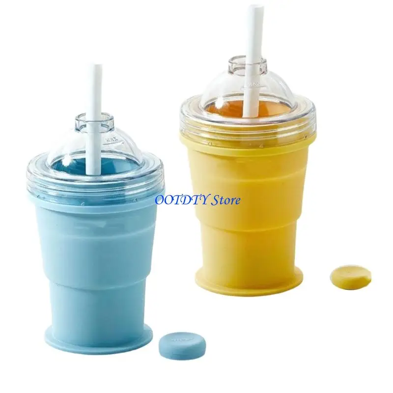 

367A Space Saving Travel Water Bottle Ice Molds Folding Silicone Cup Coffee Cup Suitable for Hot Beverages and Cold Drink